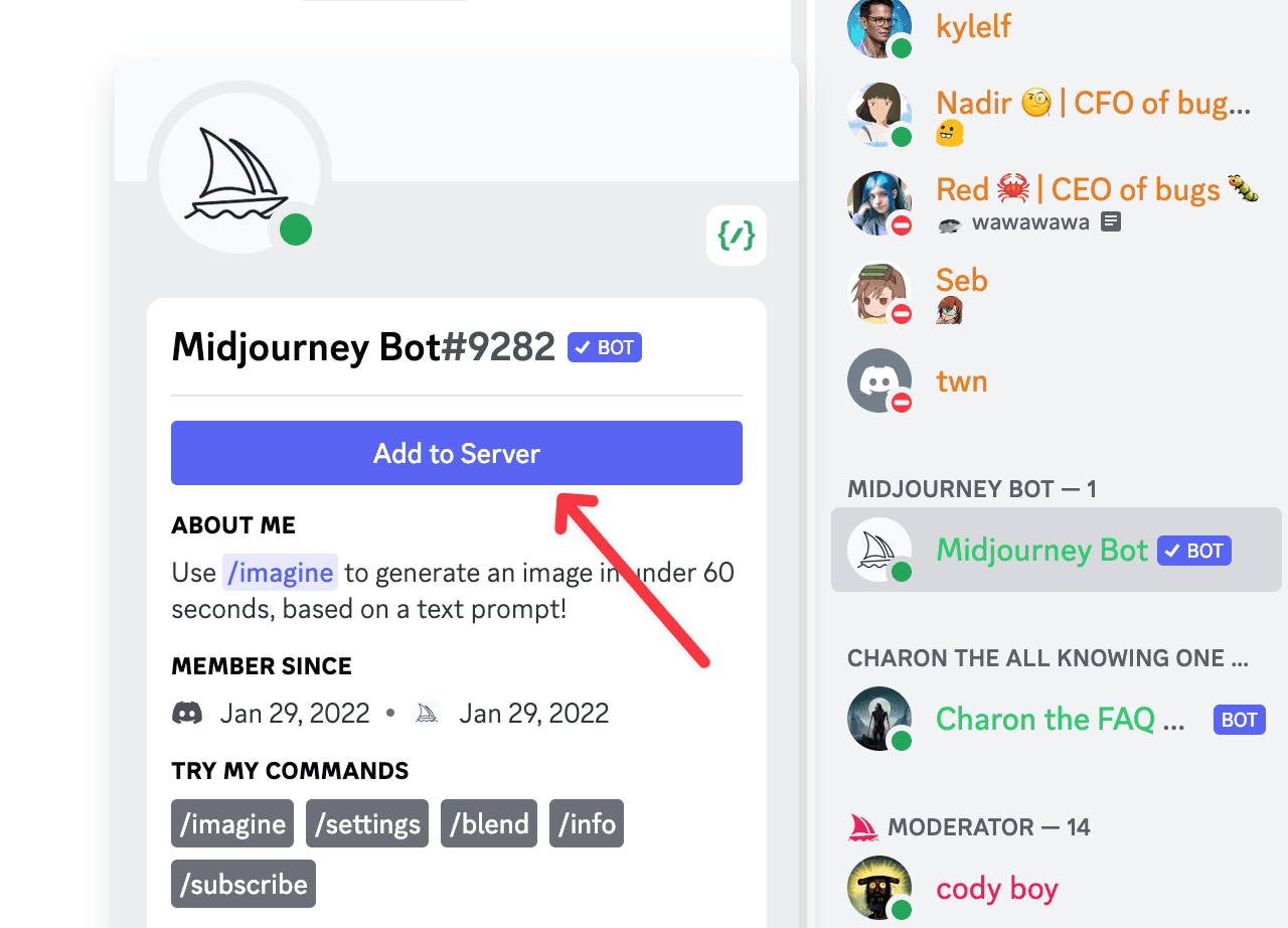 Add the Midjourney Bot to Your Server